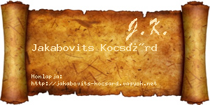 Jakabovits Kocsárd névjegykártya