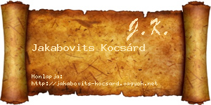 Jakabovits Kocsárd névjegykártya